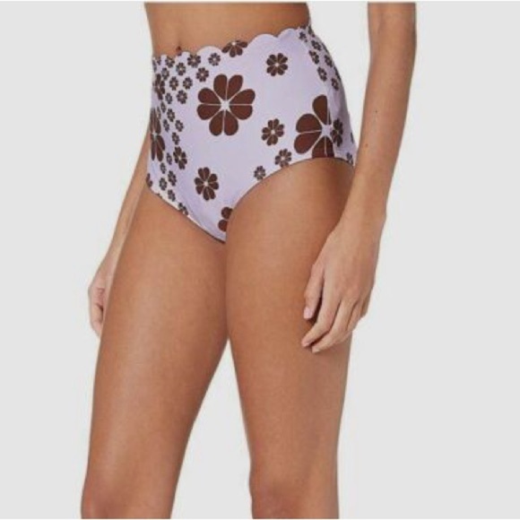Kate Spade | Scalloped Lilac Brown Pastel Flower Bikini Swimsuit 2 Pc SET Small - Picture 4 of 11